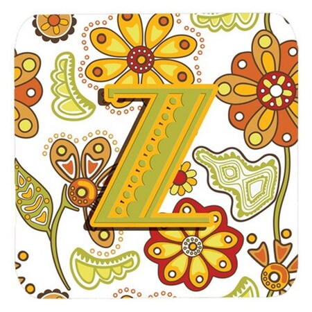 Carolines Treasures Letter Z Floral Mustard And Green Foam Coasters- Set of 4 CJ2003-ZFC